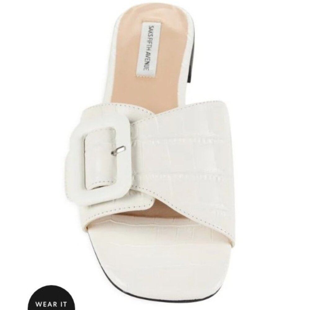SAKS FIFTH AVENUE Brooklyn Croc Embossed Leather Sandals